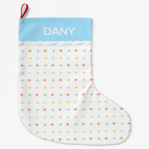 Multicolored stars on white large christmas stocki stocking