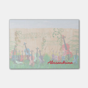 Multicolored Stringed Instruments Custom Name Post-it Notes