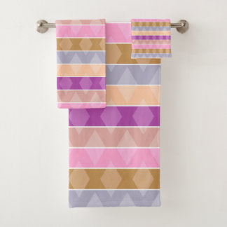 Multicolored striped geometric retro pattern bath towel set