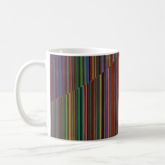 Multicolored striped illustration coffee mug (Left)