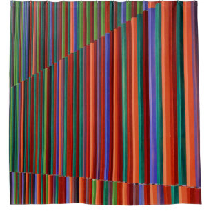 Multicolored striped illustration shower curtain