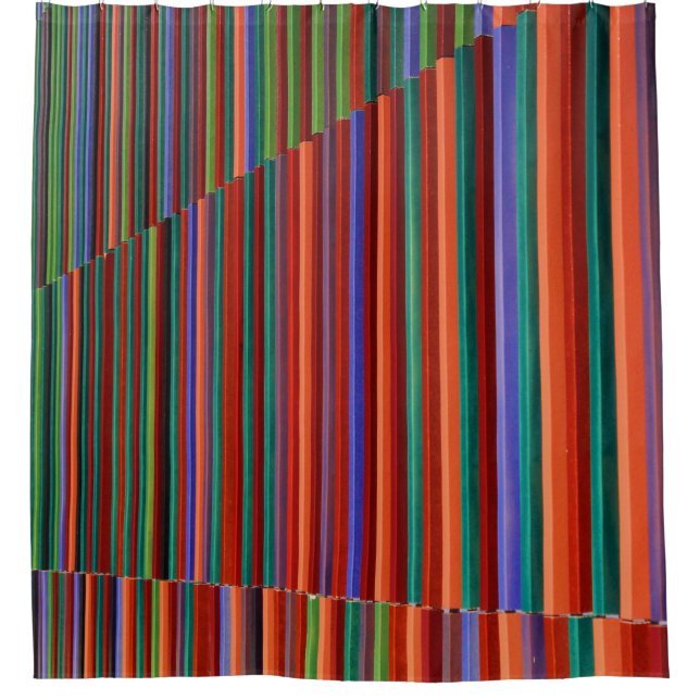 Multicolored striped illustration shower curtain (Front)