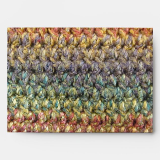 Multicolored striped knitted crochet envelopes (Front)