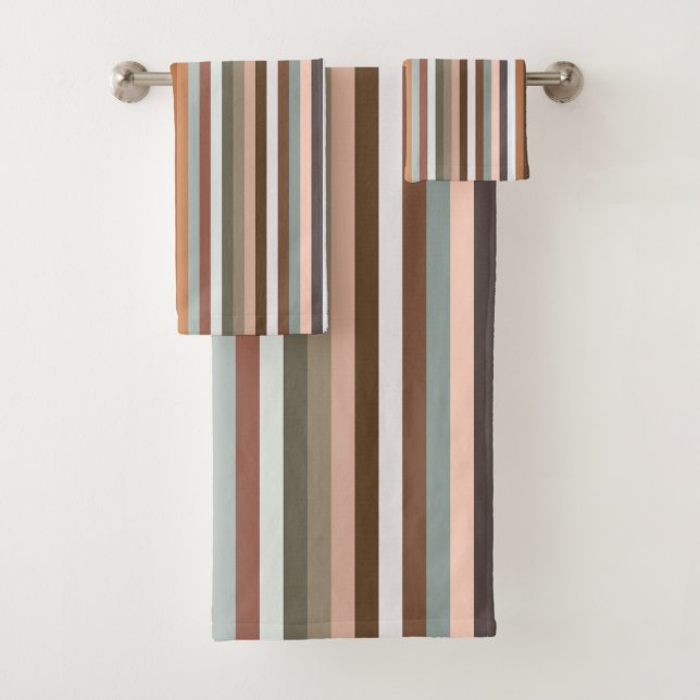 Multicolored Striped Pattern Bath Towel Set (Insitu)