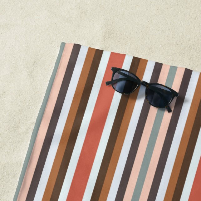 Multicolored Striped Pattern  Beach Towel (In Situ)
