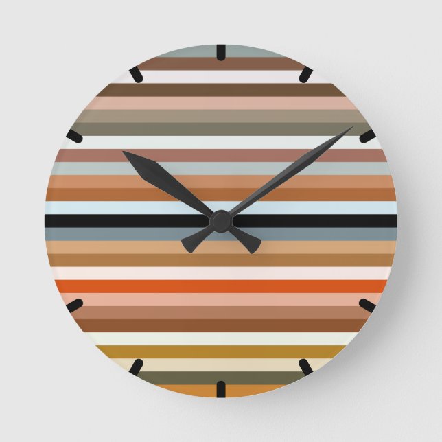 Multicolored Striped Pattern Round Clock (Front)