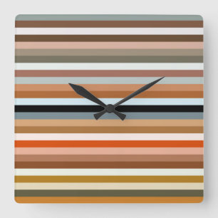 Multicolored Striped Pattern Square Wall Clock