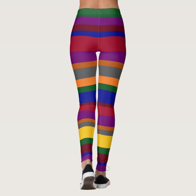 Multicolored Striped Women's Leggings (Back)