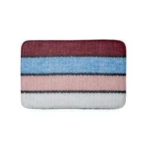 Multicolored Striped Wool: Fabric Texture. Bath Mat