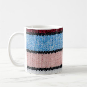 Multicolored Striped Wool: Fabric Texture. Coffee Mug