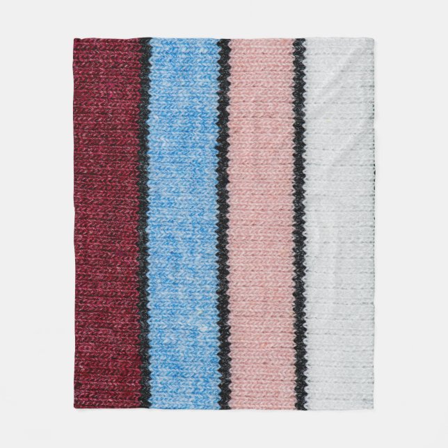 Multicolored Striped Wool: Fabric Texture. Fleece Blanket (Front)