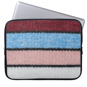 Multicolored Striped Wool: Fabric Texture. Laptop Sleeve