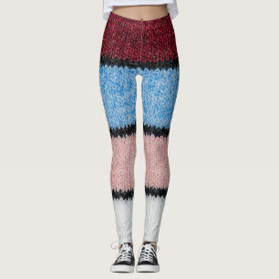 Multicolored Striped Wool: Fabric Texture. Leggings