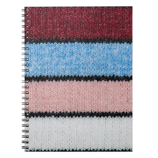 Multicolored Striped Wool: Fabric Texture. Notebook (Front)