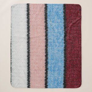 Multicolored Striped Wool: Fabric Texture. Sherpa Blanket