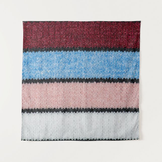 Multicolored Striped Wool: Fabric Texture. Tapestry (Front)