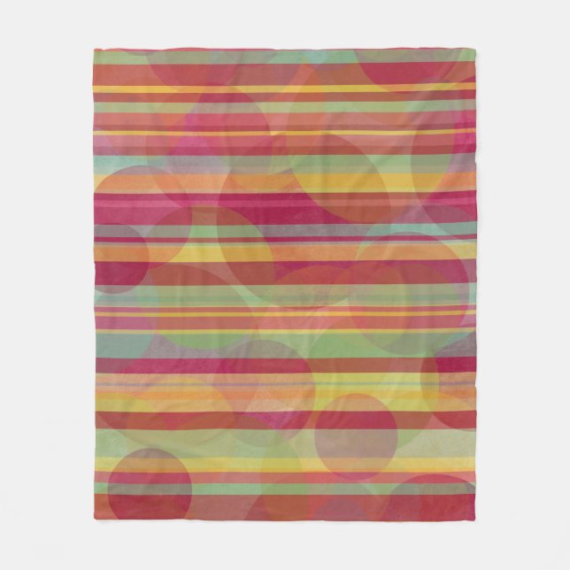Multicolored stripes and circles fleece blanket (Front)