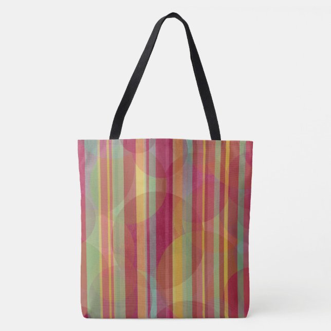 Multicolored stripes and circles tote bag (Front)