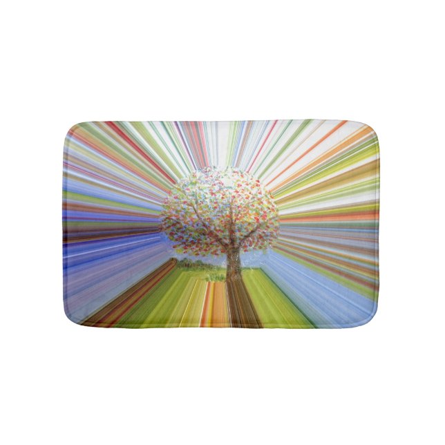 Multicolored Stripes Colourful Tree Bath Mat (Front)