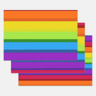 Multicolored stripes Rainbow Wrapping Paper Sheet