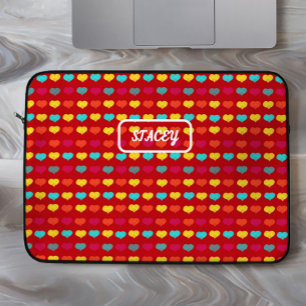 Multicolored stylish hand-drawn heart shapes laptop sleeve