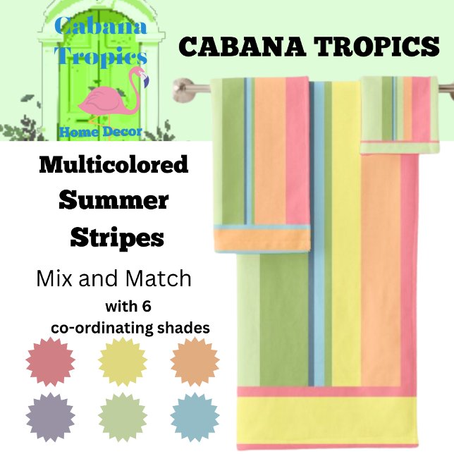 Multicolored Summer Colours Stripes Bath Towel Set (Creator Uploaded)