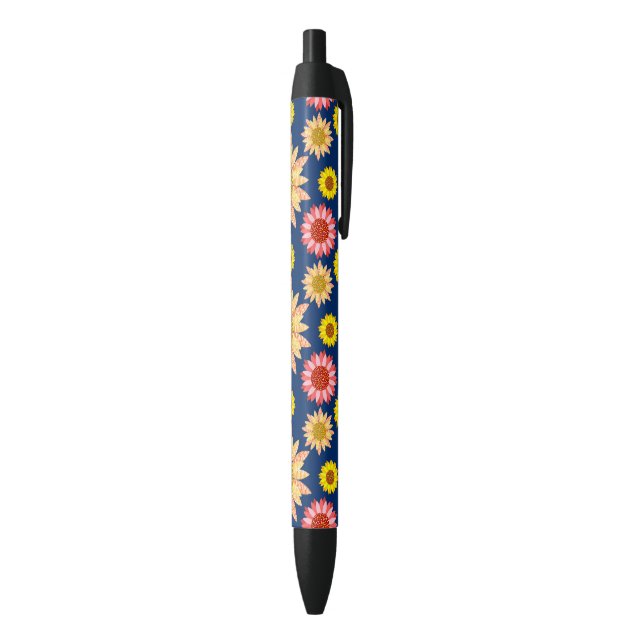 Multicolored sunflowers design black ink pen (Bottom (Vertical))
