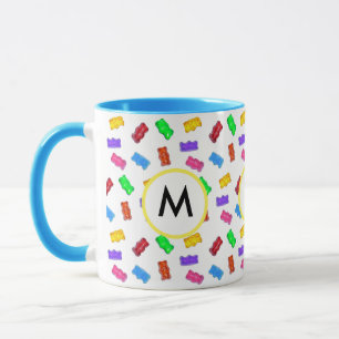 Multicolored sweet bears & calligraphy on white mug