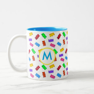 Multicolored Sweet Bears & Monogram Two-Tone Coffee Mug