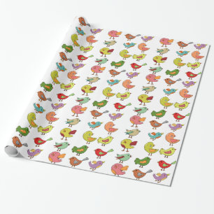 Multicolored Sweet Songbirds Thunder_Cove 1 Wrapping Paper