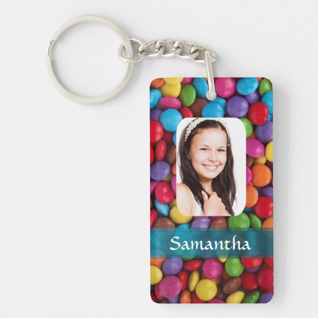 Multicolored sweets photo template key ring (Front)