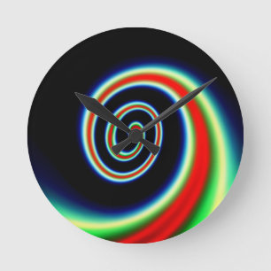 Multicolored Swirl - Red Green Yellow Blue Round Clock