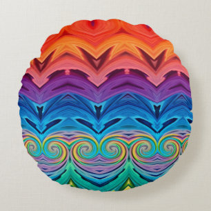 Multicolored Swirls Colourful patterm Round Cushion