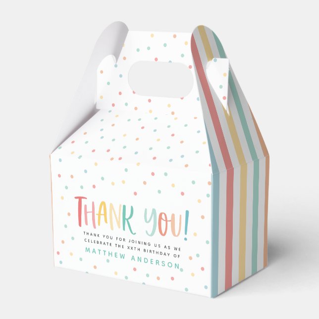 Multicolored thank you spot stripe favour box (Front Side)