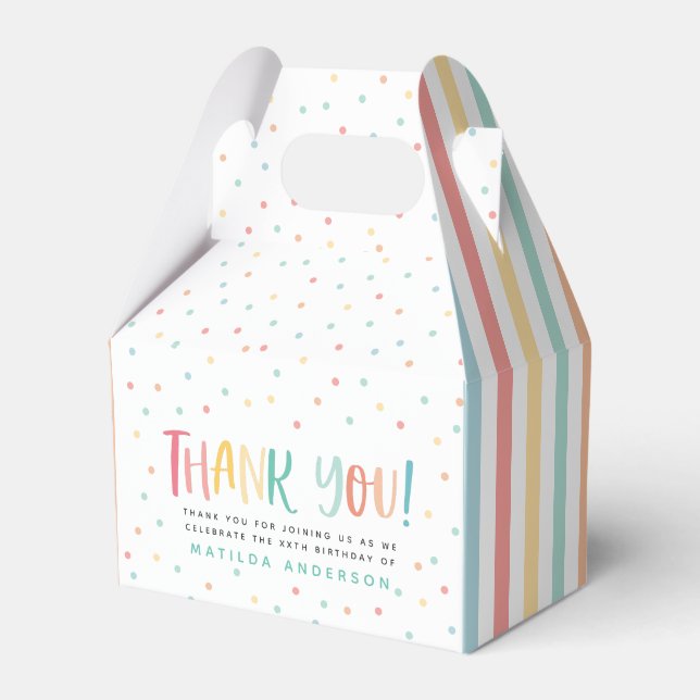 Multicolored thank you spot stripe favour favour box (Front Side)