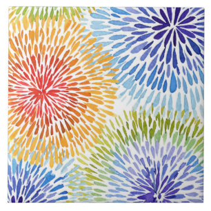 Multicolored tie dye bursts tile