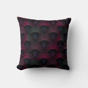 Multicolored Tropical Art Scalloped Fan Pattern  Cushion