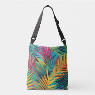Multicolored Tropical Leaves Colourful Palm Crossbody Bag
