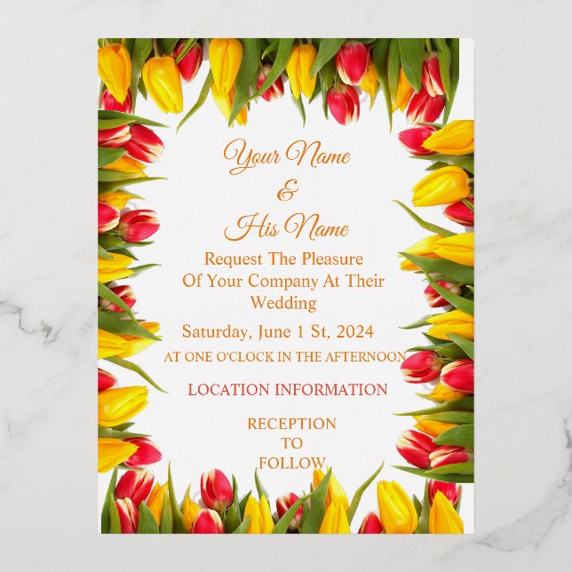 Multicolored Tulips Bouquet Thunder_Cove Foil Invitation Postcard (Front)