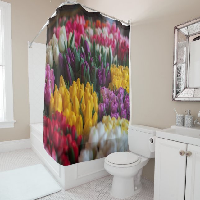 Multicolored Tulips Shower Curtain (In Situ)