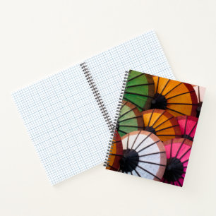 Multicolored umbrellas: Luang Prabang Market Notebook