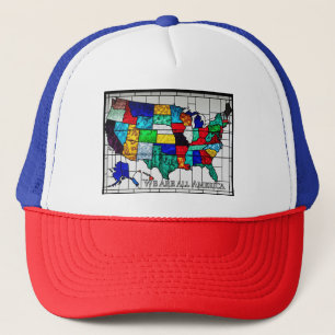 Multicolored United States Map Representing Ethnic Trucker Hat