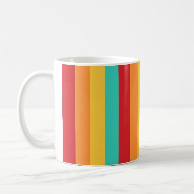 Multicolored Vertical Stripes Coffee Mug (Left)