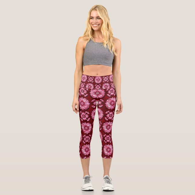 Multicolored Vibrant Pattern Capri Leggings (Front)