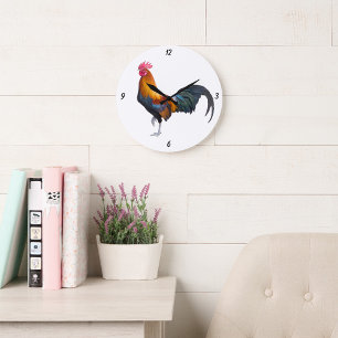 Multicolored Vintage Rooster large clock