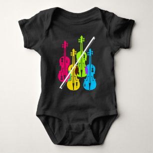Multicolored Violins Birthday Gift For Musicians Baby Bodysuit