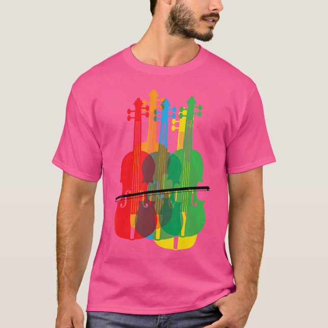 Multicolored Violins Birthday Gift For Musicians T-Shirt (Front)