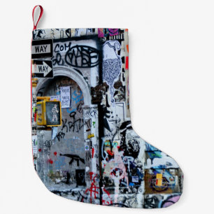 MULTICOLORED WALL PAINTING SMALL CHRISTMAS STOCKING