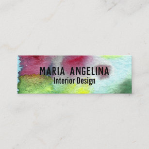 Multicolored watercolor abstract art mini business card