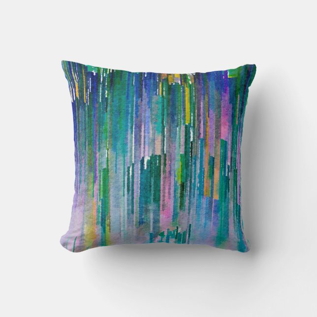Multicolored watercolor artwork cushion (Front)